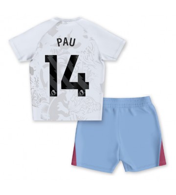 Aston Villa Pau Torres #14 Borta Kläder Barn 2023-24 Kortärmad (+ Korta byxor)